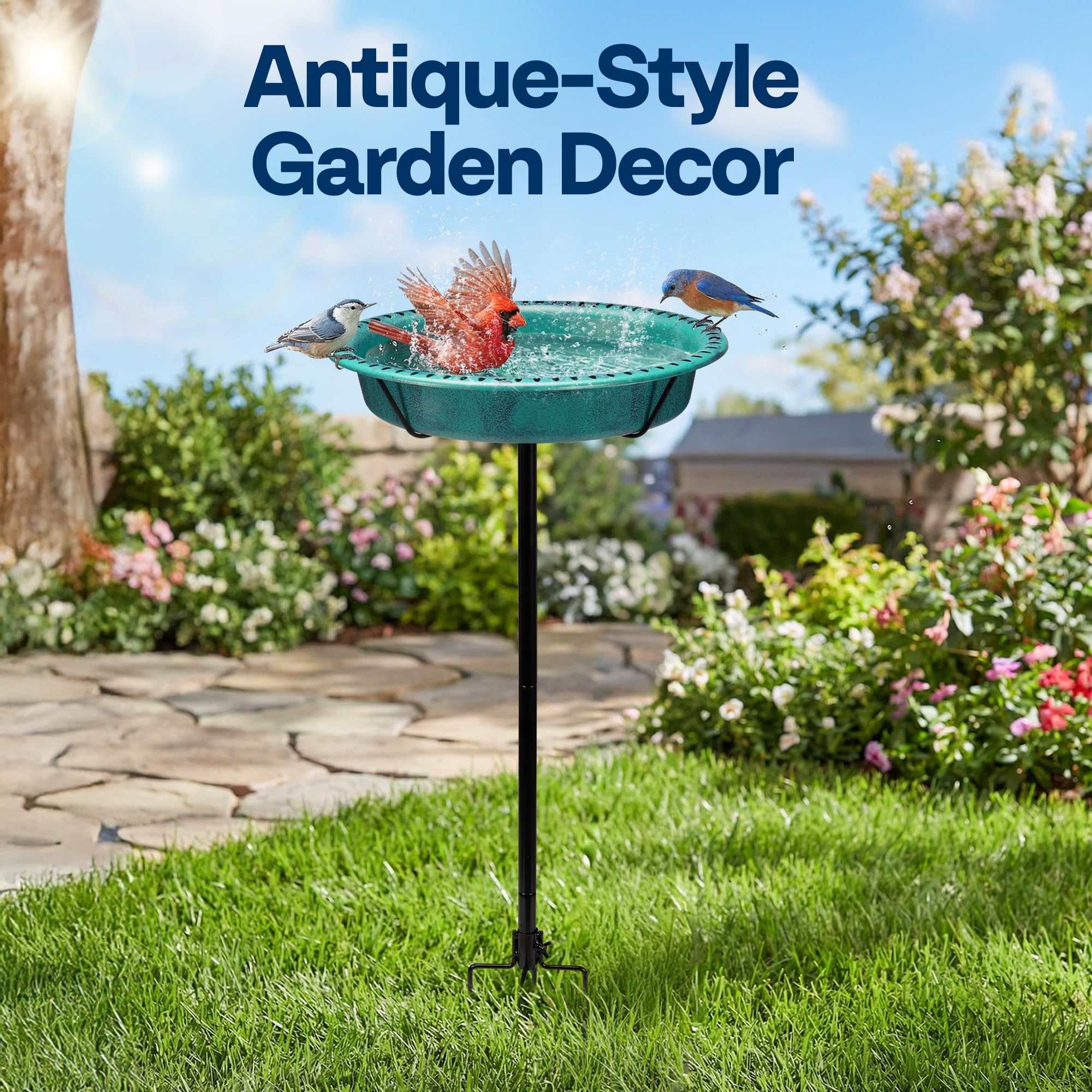 Vivohome outdoor bird bath stand with weather-resistant bronze finish for year-round use