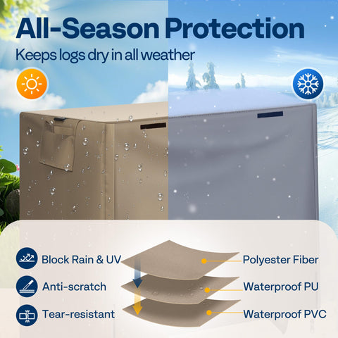 VIVOHOME outdoor log storage on patio promotes airflow and keeps wood dry.