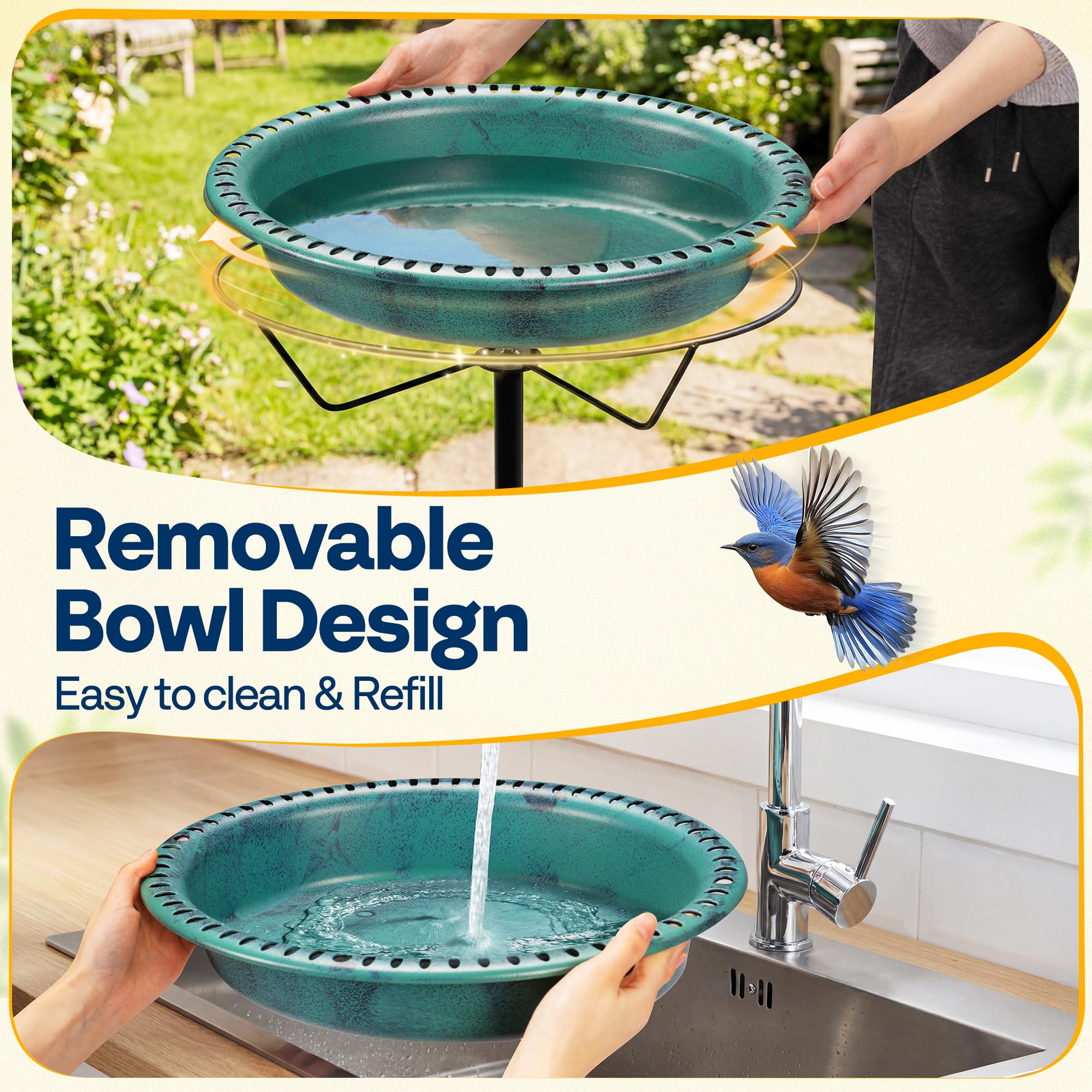 Vivohome oval bird bath base featuring a 4-prong design for added stability