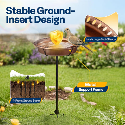 VIVOHOME oval design creates shallow areas for small birds and deeper water.