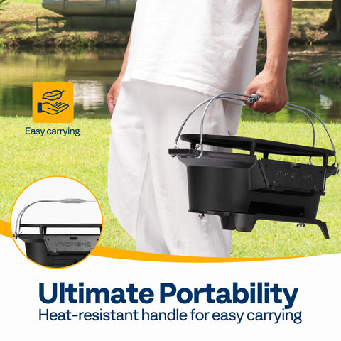 VIVOHOME grill front fire door demonstrates controlled airflow and flame management.