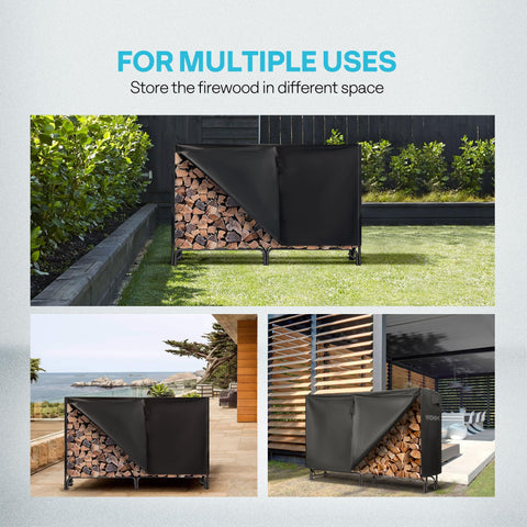 VIVOHOME porch and yard storage keeps logs off damp ground.