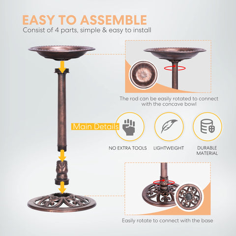 VIVOHOME polyresin bronze finish resists sun, rain, and frost for long-lasting beauty