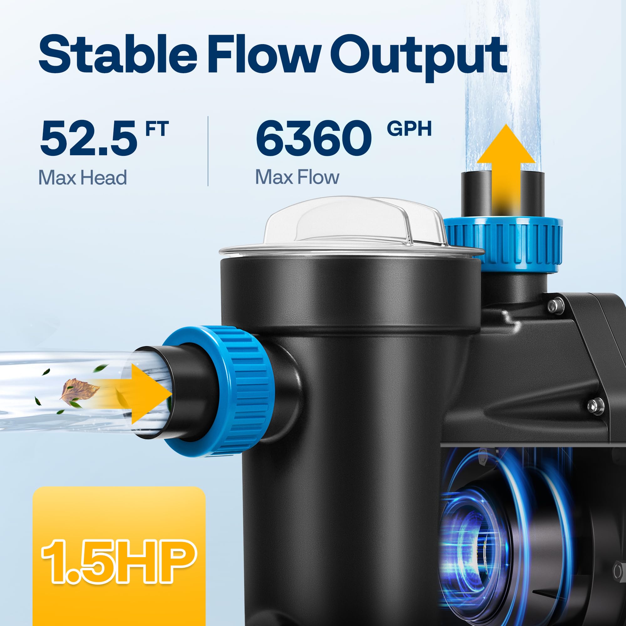 VIVOHOME pool pump large filter basket captures debris efficiently