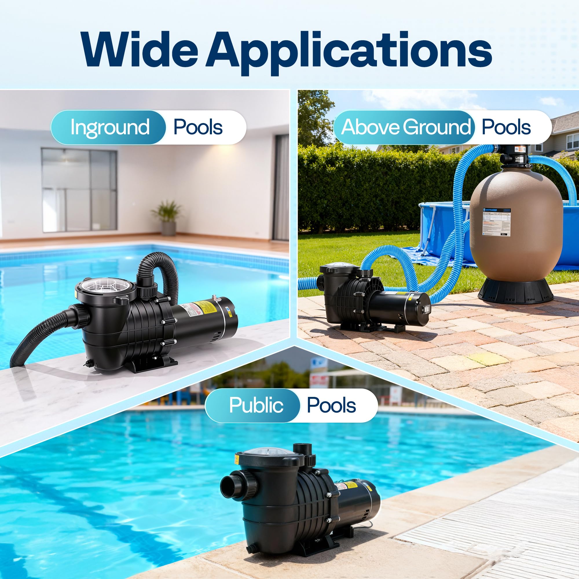 VIVOHOME installation options for in-ground and above-ground setups.