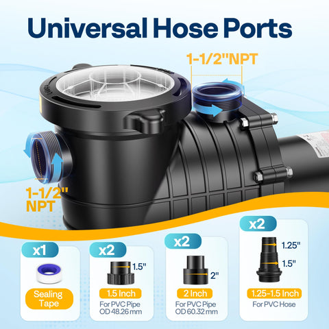 VIVOHOME 6800 GPH pump delivers strong pool circulation.