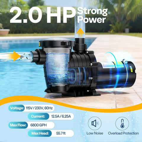 VIVOHOME pool pump strainer basket view demonstrates debris capture for steady flow.