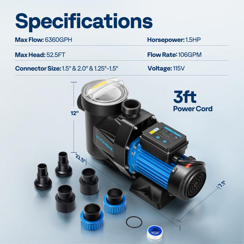 VIVOHOME pool pump UL-listed cord ensures safe connection