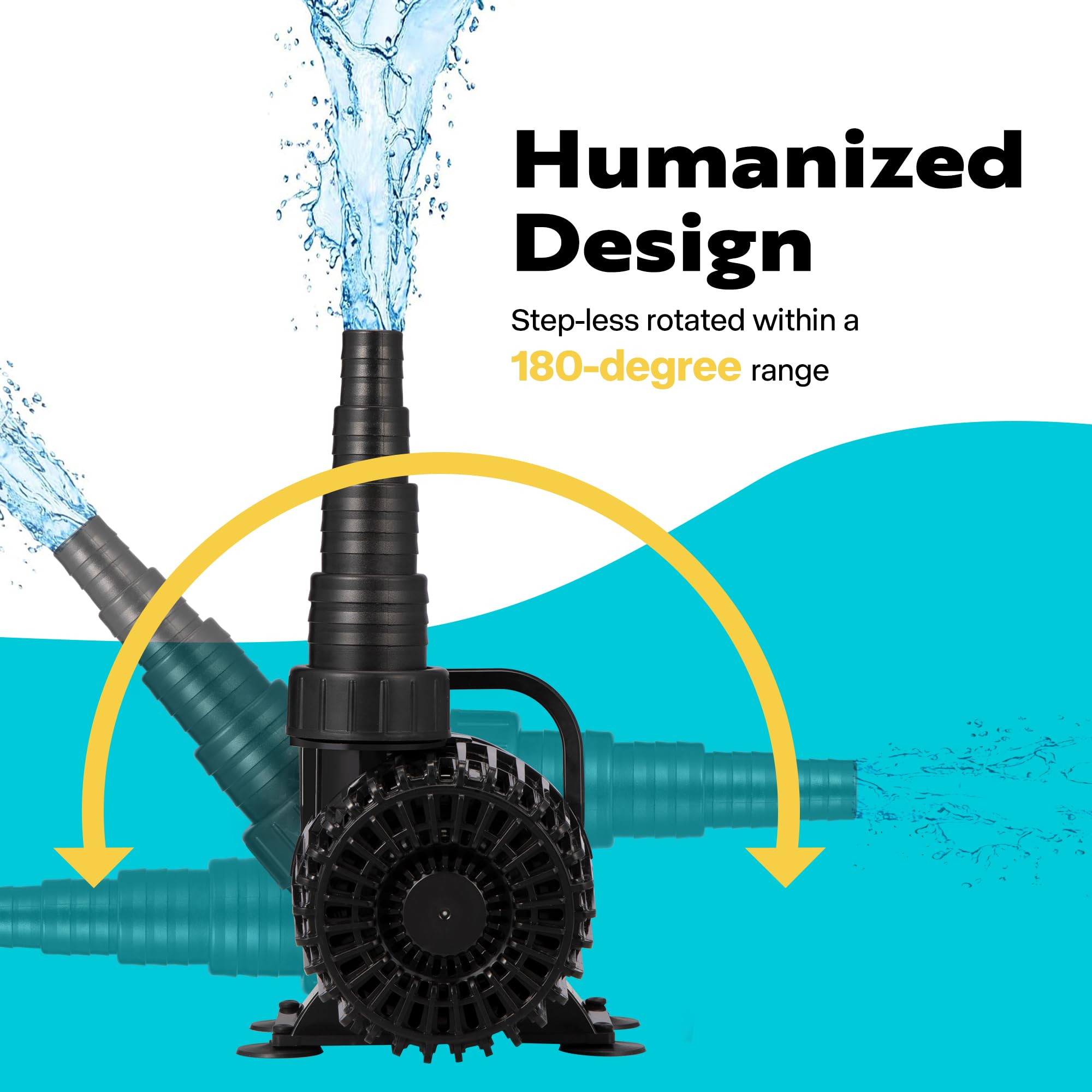 VIVOHOME quiet pond pump with suction cups reduces vibration for peaceful installations.