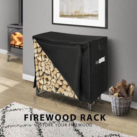 VIVOHOME ready-to-store setup keeps firewood organized on porch or deck.