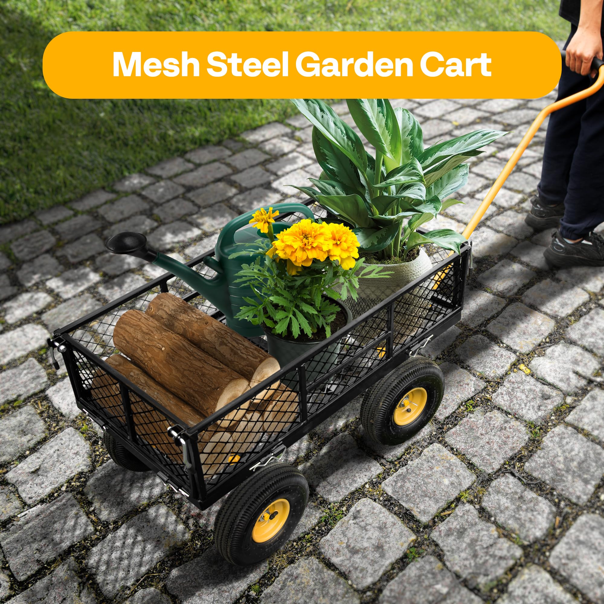 VIVOHOME detachable sides transform to a flatbed for large items