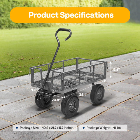 VIVOHOME removable-sides cart shown ready for flatbed hauling of bulky items