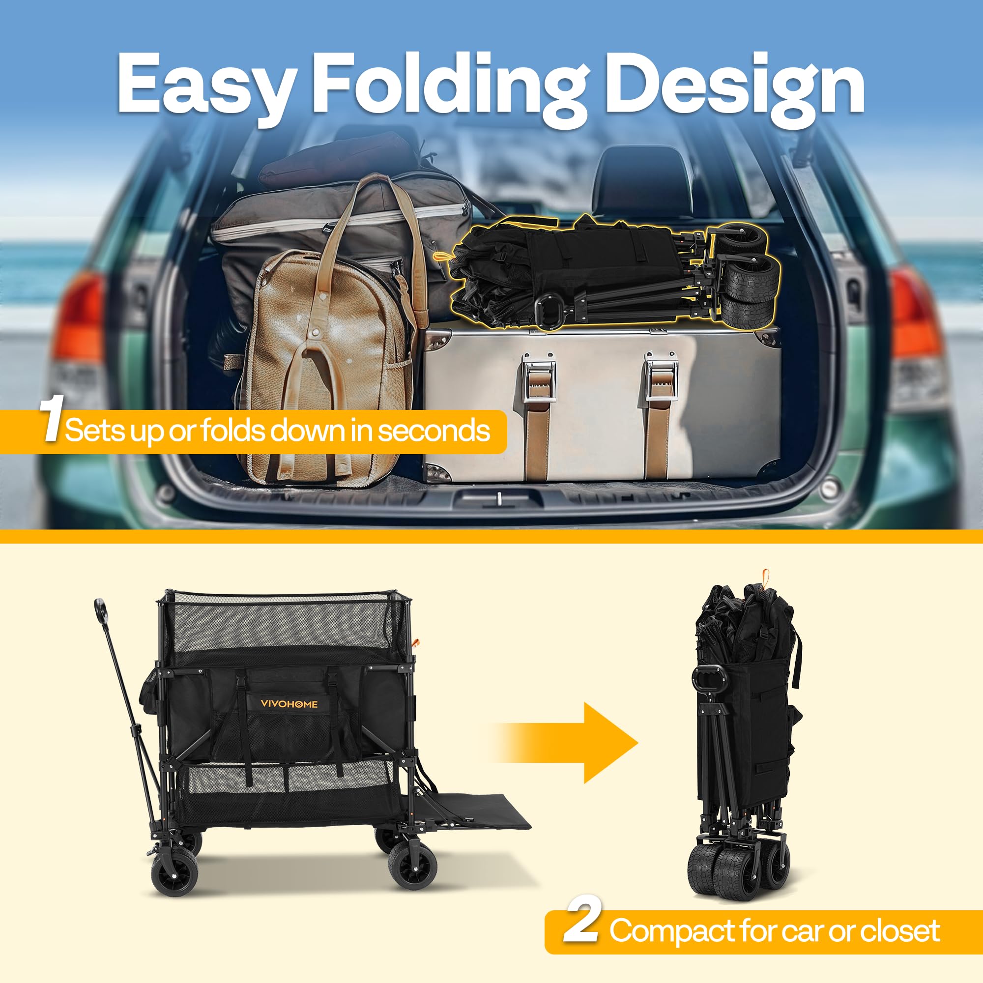 VIVOHOME secure brake system for safe stopping on slopes