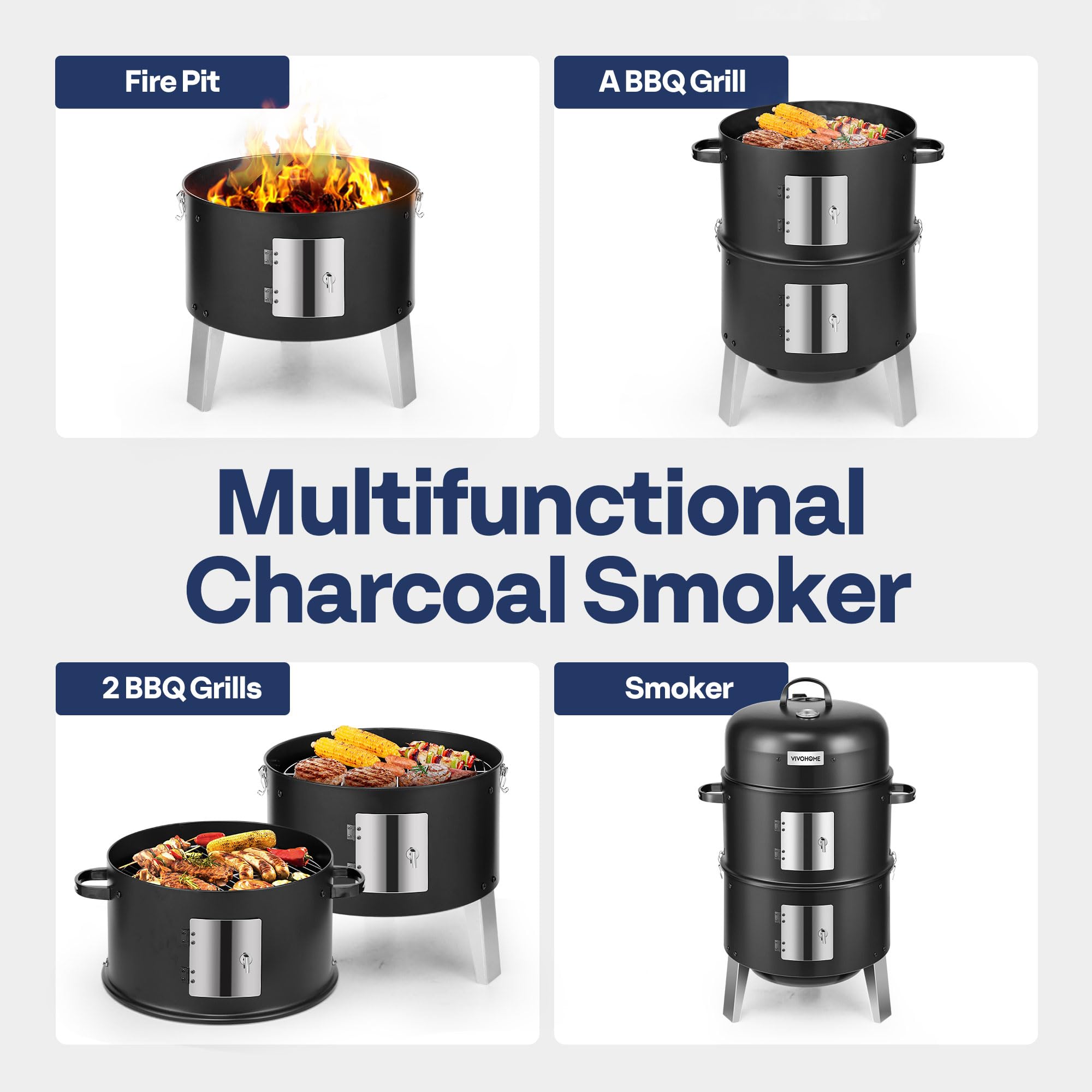 VIVOHOME smoker with adjustable air vent to stabilize heat