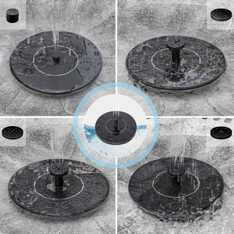 VIVOHOME solar pump with four nozzles creates gentle fountain effects.