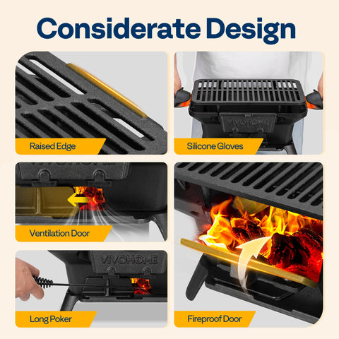 VIVOHOME three sturdy legs provide stable outdoor grilling