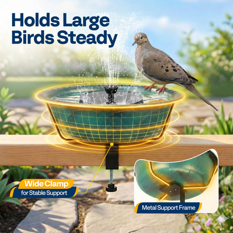 VIVOHOME three-nozzle fountain creates gentle sprays for visiting birds