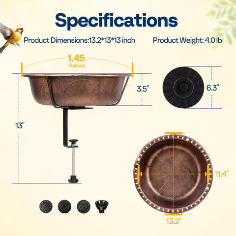 VIVOHOME 3.5-inch deep bowl accommodates different bathing birds