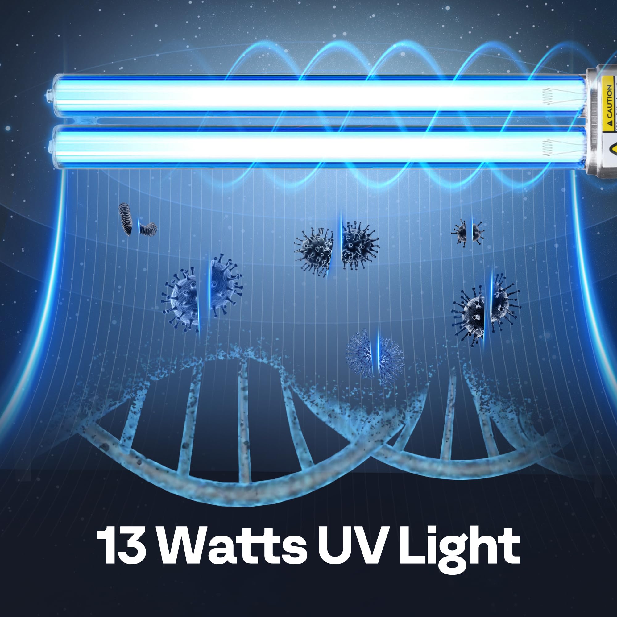 VIVOHOME UV-C bulb close-up reveals quartz tube for long life