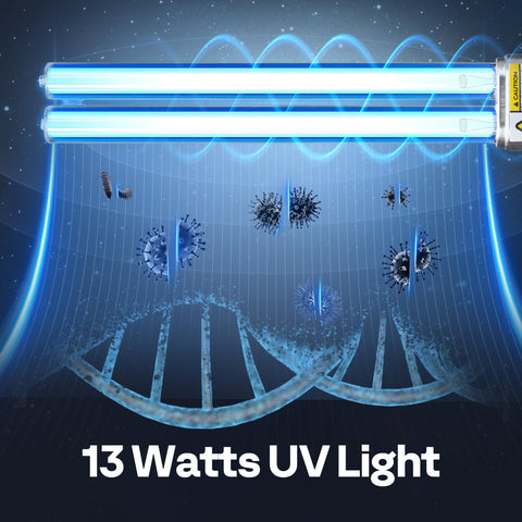 VIVOHOME UV-C bulb close-up reveals quartz tube for long life