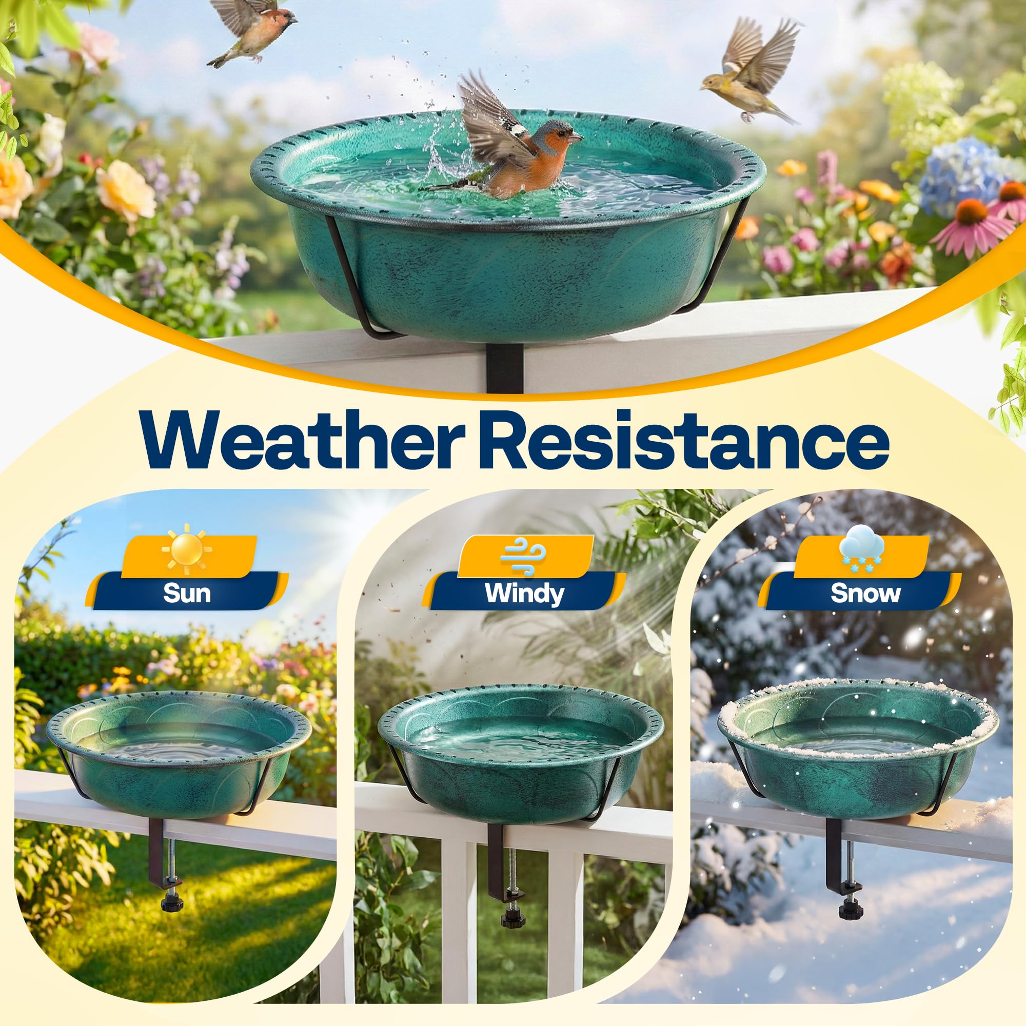 VIVOHOME weather-resistant ABS bird bath with green finish ready for all seasons