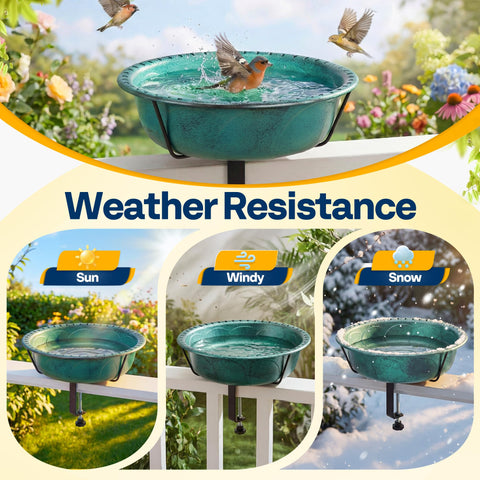 VIVOHOME weather-resistant ABS bird bath with green finish ready for all seasons