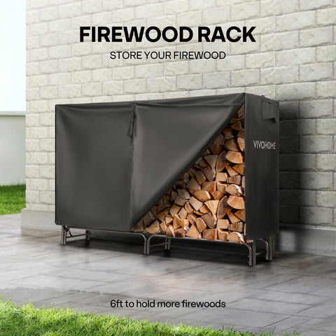 VIVOHOME weatherproof log storage set for multiple seasons.
