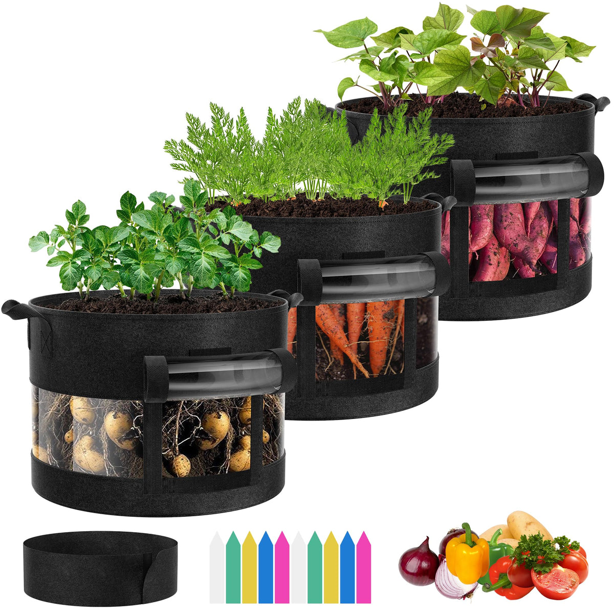 VIVOSUN 10 gal visible potato grow bag with harvest window for easy root observation