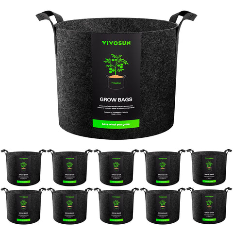 VIVOSUN 10-pack 7-gallon grow bags front view shows sturdy construction for plants