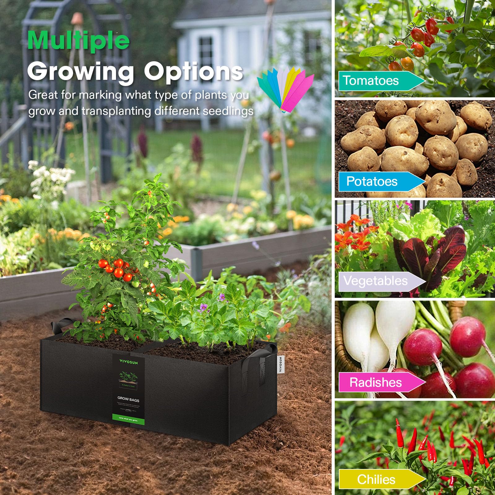 VIVOSUN 2-grid design provides separate zones for diverse plantings.