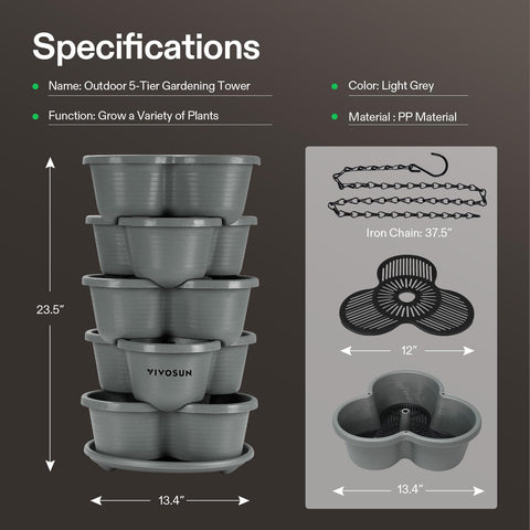 VIVOSUN 2-pack 5-tier vertical planter kitchen use for herbs and vegetables
