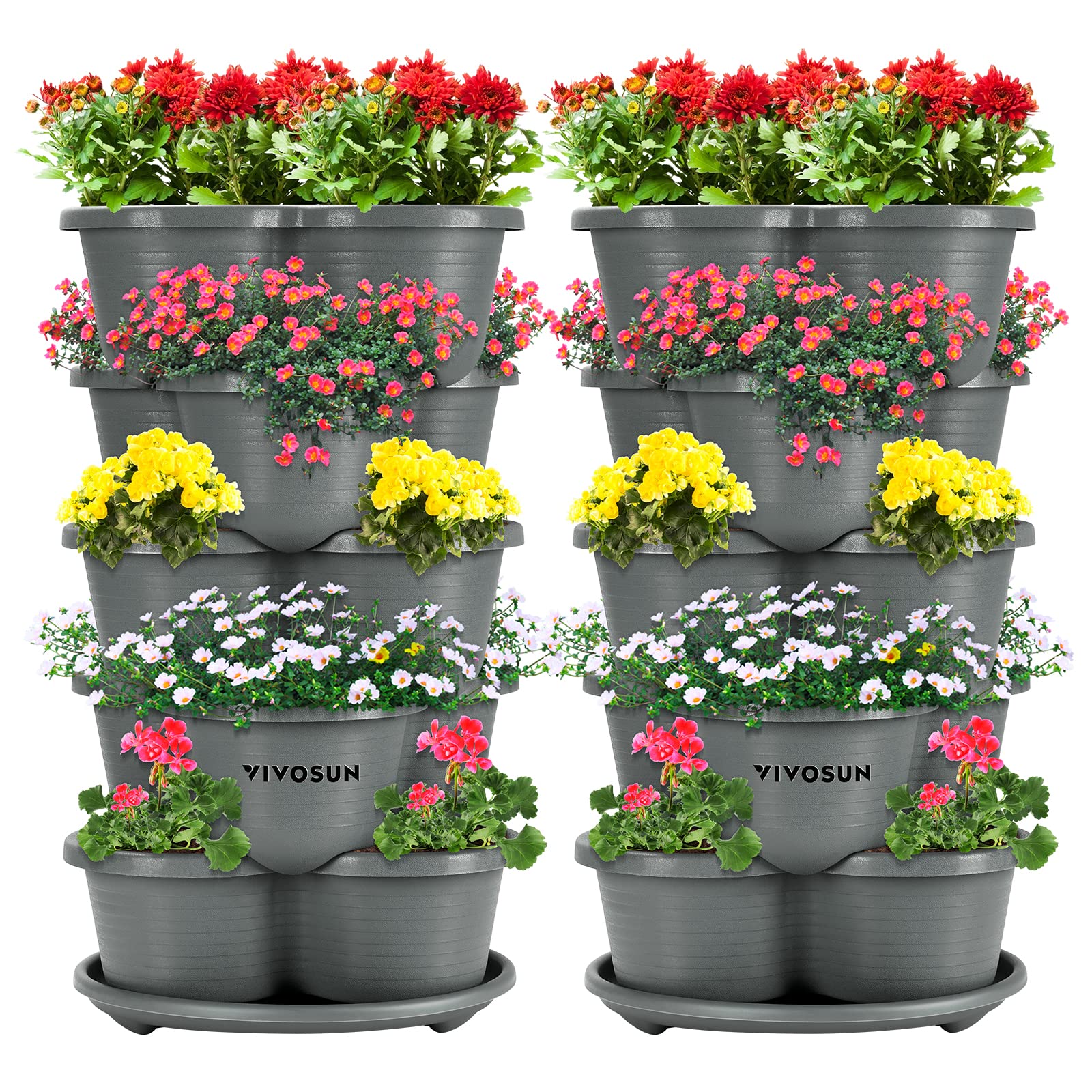 VIVOSUN 2-pack 5-tier vertical planter side view showing space-saving stacked design