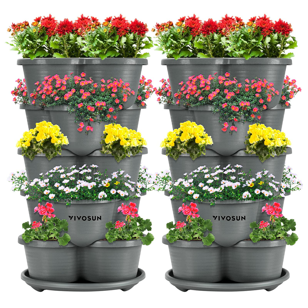 VIVOSUN 2-pack 5-tier vertical planter side view showing space-saving stacked design