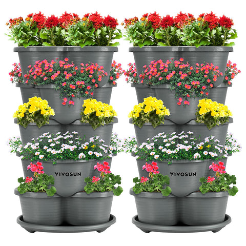 VIVOSUN 2-pack 5-tier vertical planter side view showing space-saving stacked design