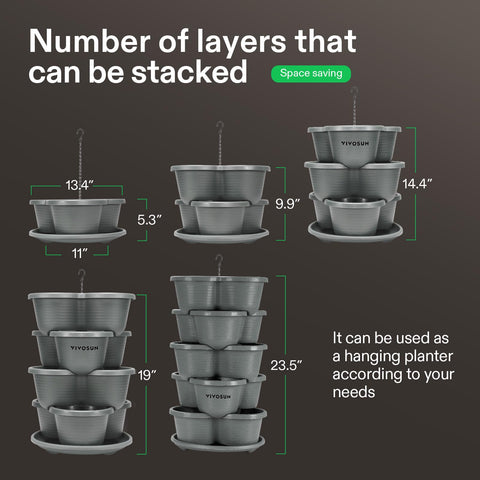 VIVOSUN 2-pack 5-tier vertical planter top view with water flow design