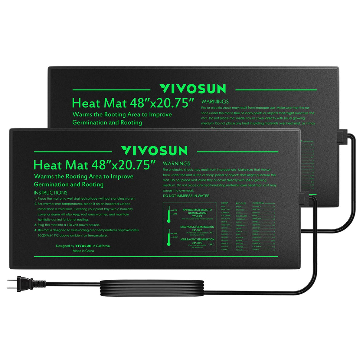 VIVOSUN 2-pack heat mats shown side by side for seedling germination