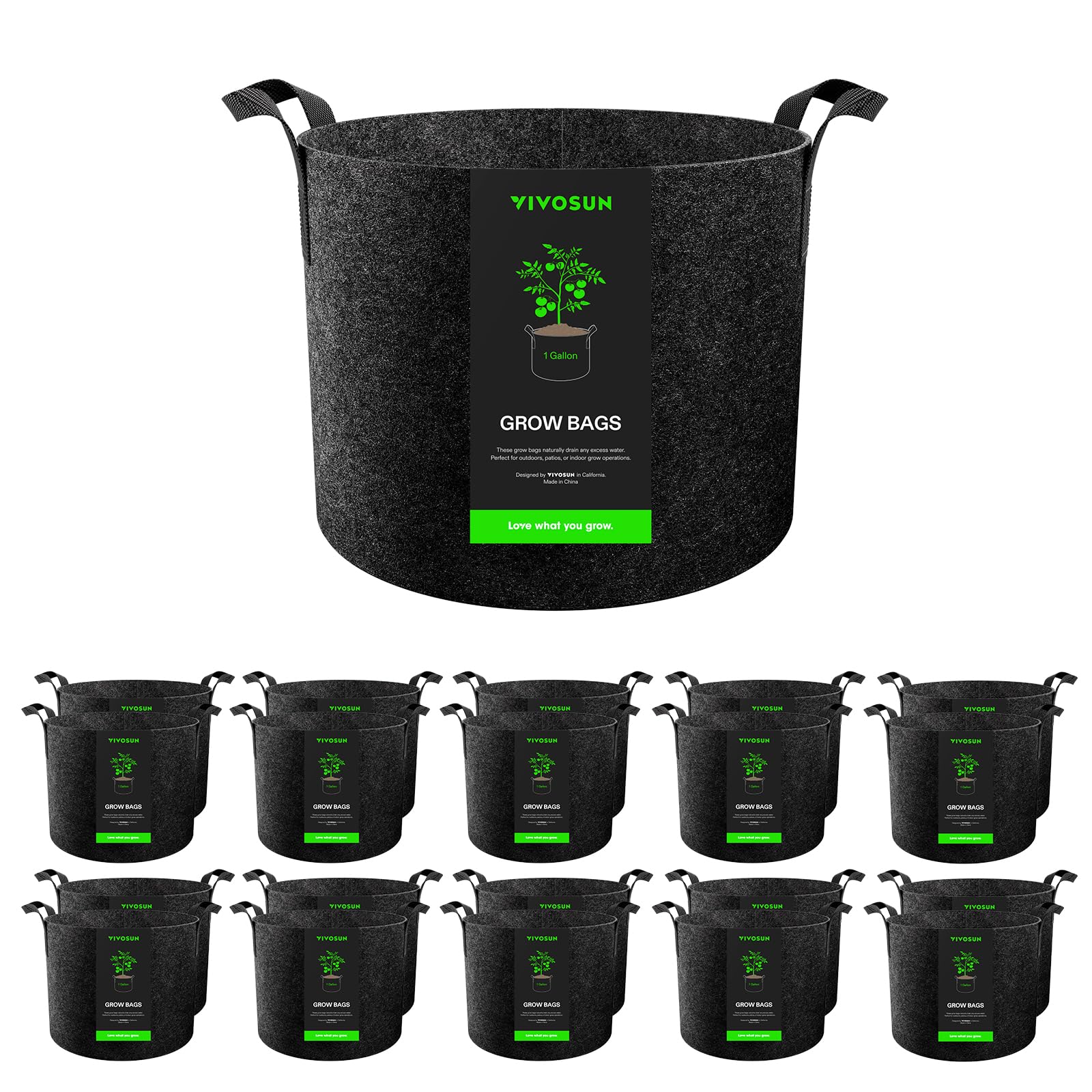VIVOSUN 1 gallon grow bag close-up shows thick nonwoven fabric for root breathability