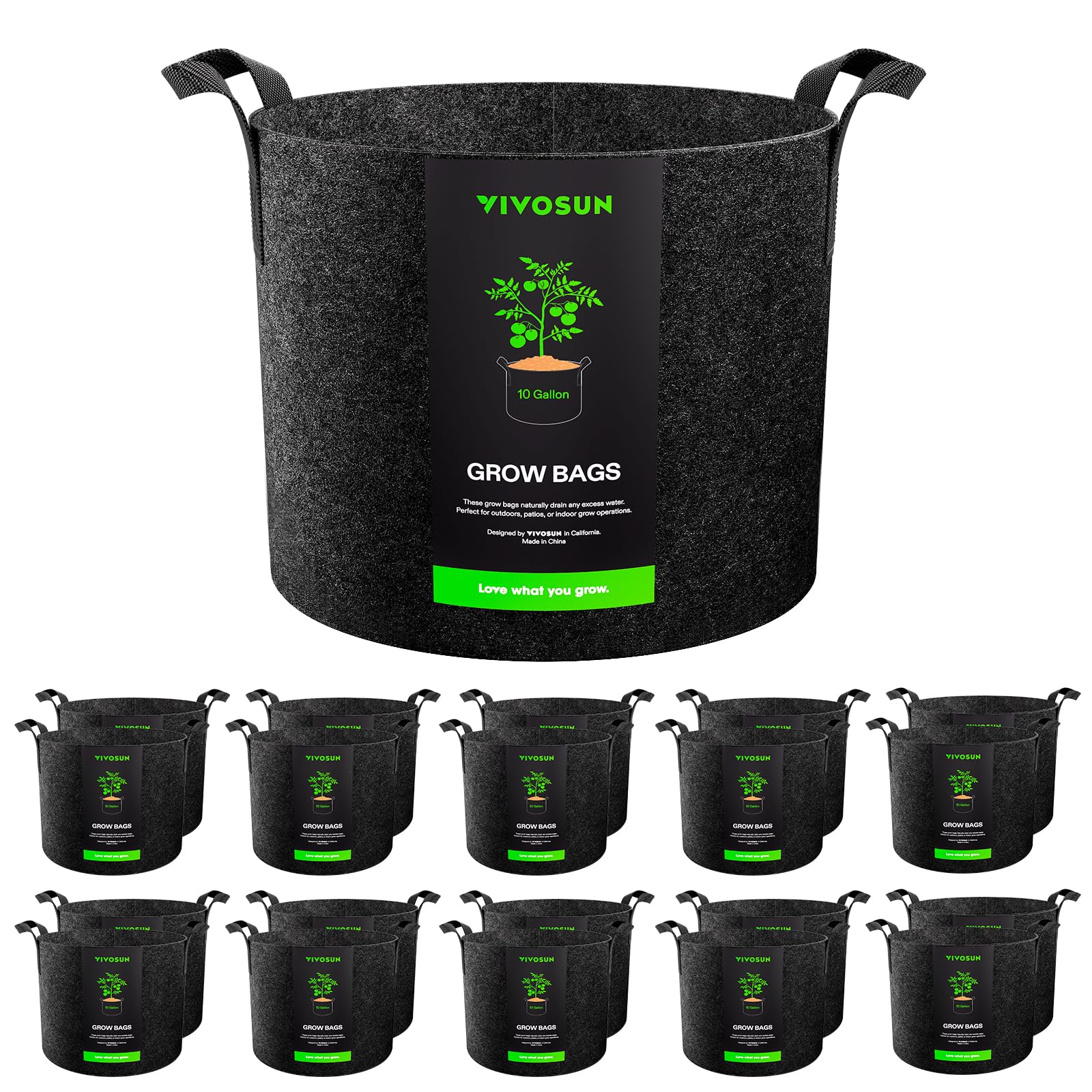 VIVOSUN 20-pack 10-gallon grow bag fabric close-up highlighting durability