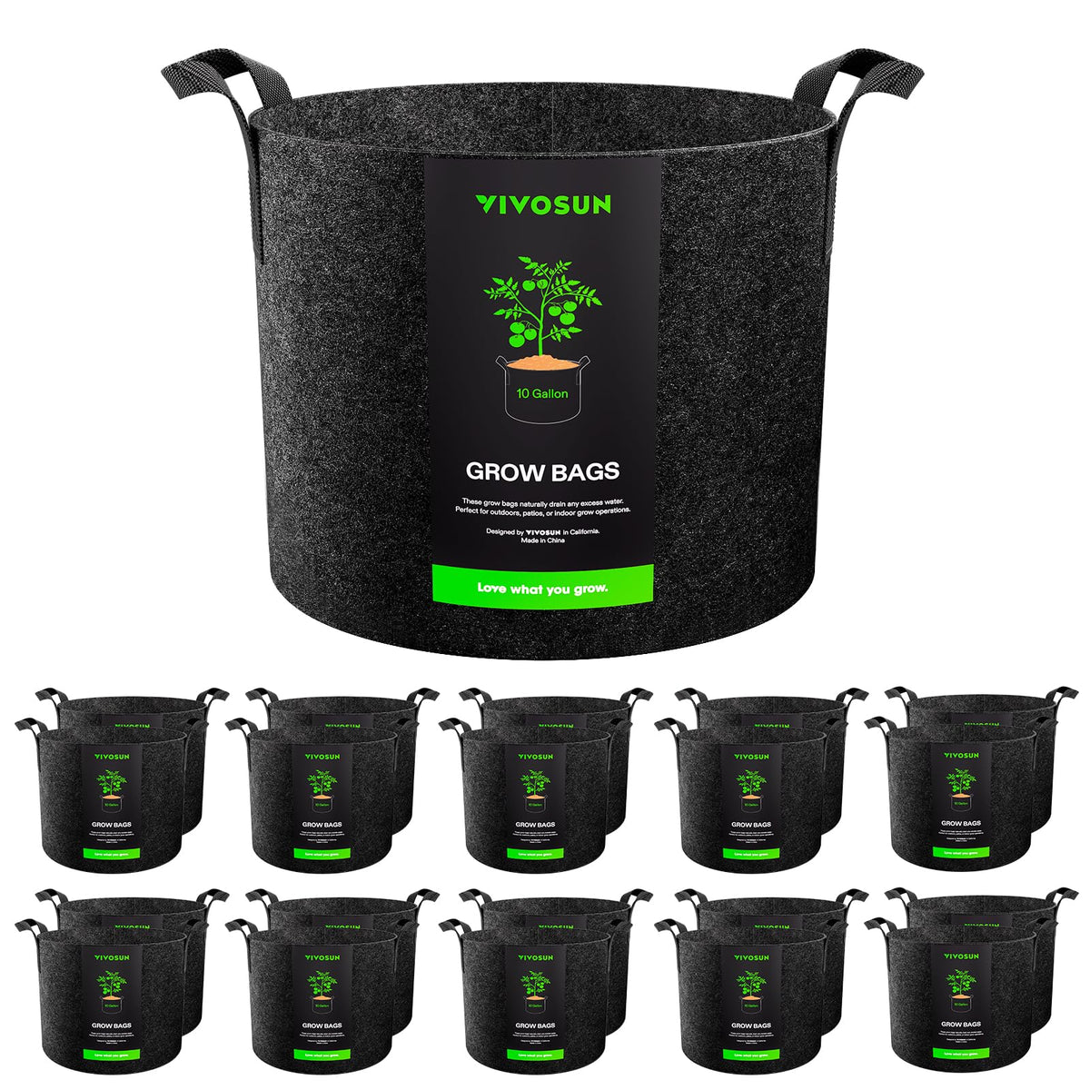 VIVOSUN 20-pack 10-gallon grow bag fabric close-up highlighting durability