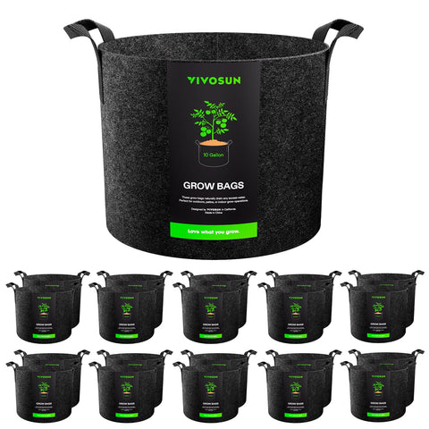 VIVOSUN 20-pack 10-gallon grow bag fabric close-up highlighting durability