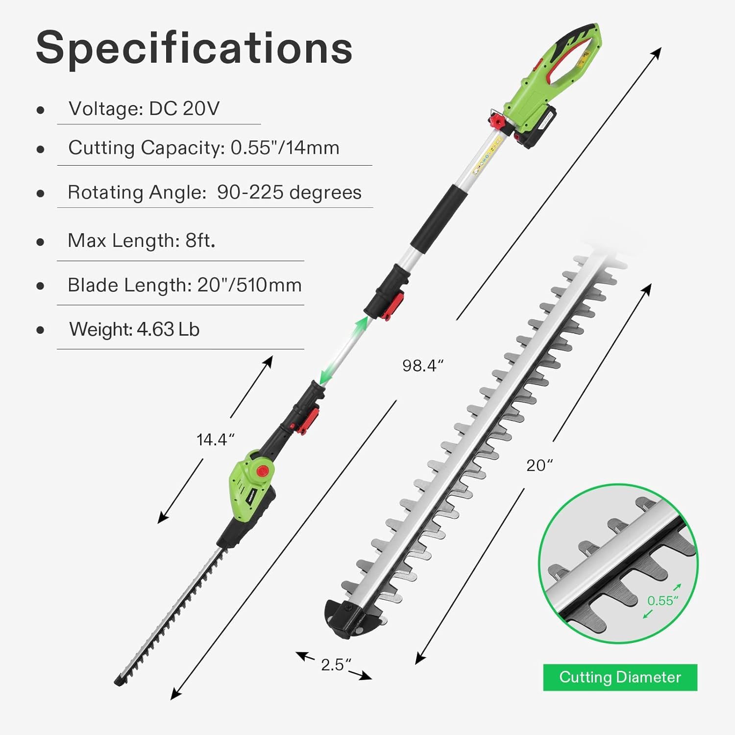VIVOSUN 20-inch dual-action laser blade delivering smooth cuts.