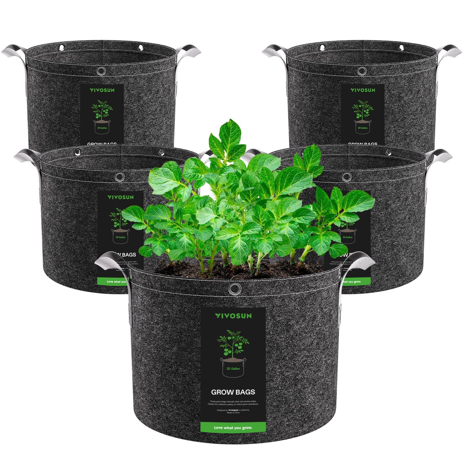 VIVOSUN 25-gallon grow bag with flat base for easy filling