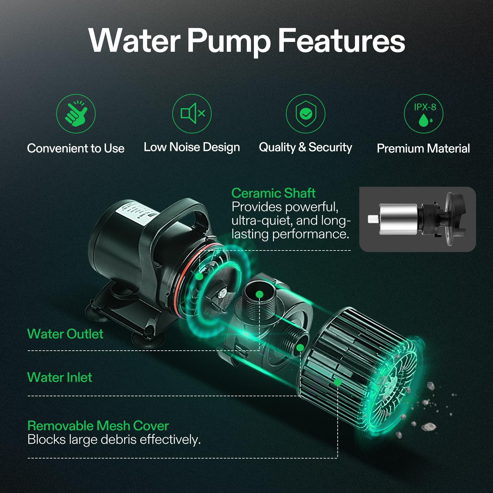 VIVOSUN 2700GPH adjustable outlet direction for flexible water features