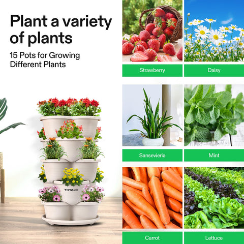 VIVOSUN 2-pack 5-tier planter bottom dish prevents ground staining.