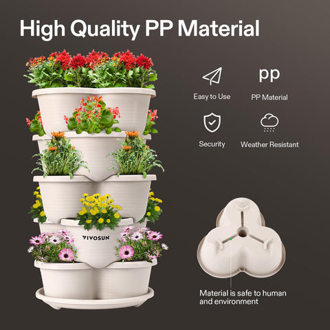 VIVOSUN 2-pack 5-tier planter hanging usage illustrates versatile placement.