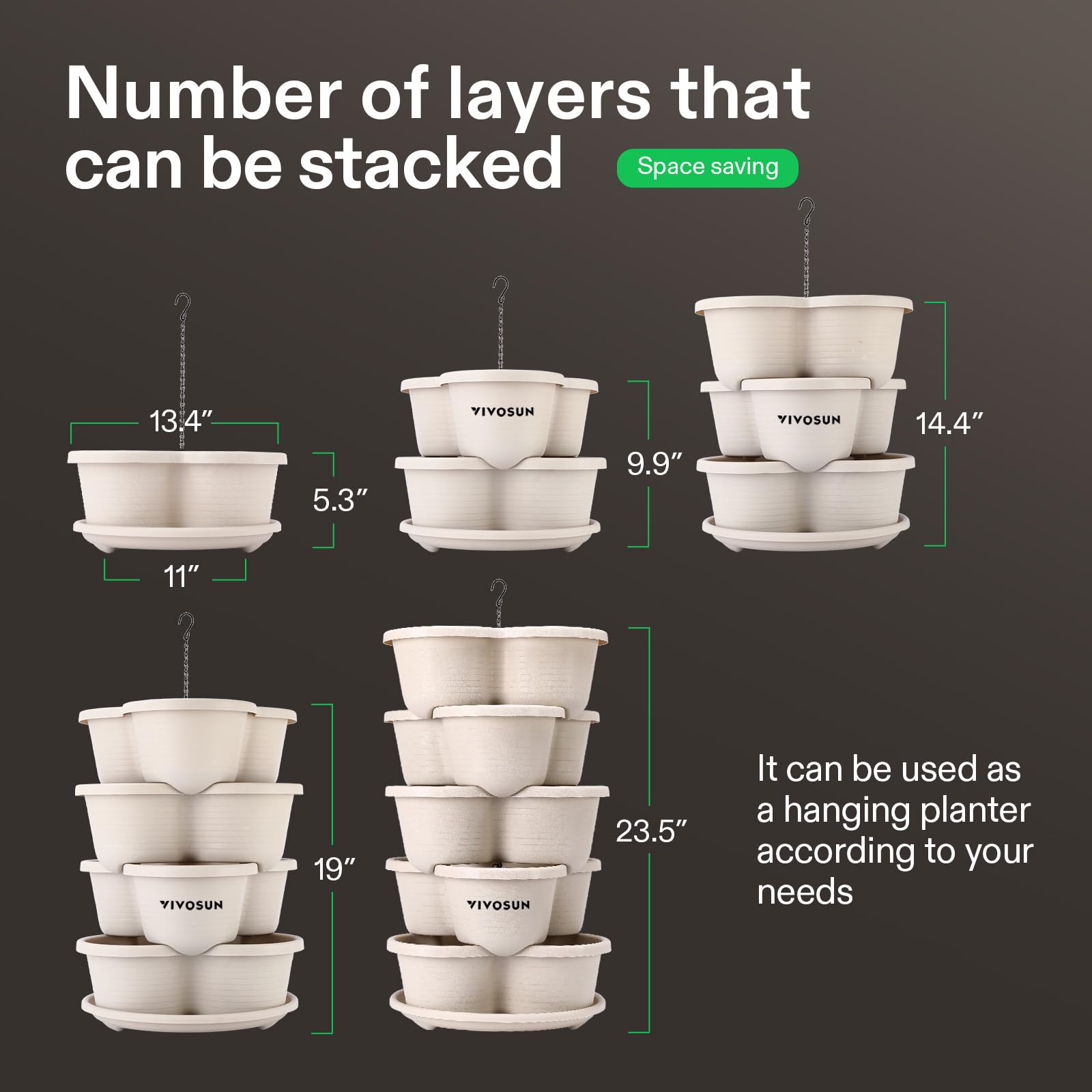 VIVOSUN 2-pack 5-tier planter space-saving design suits balcony gardens.