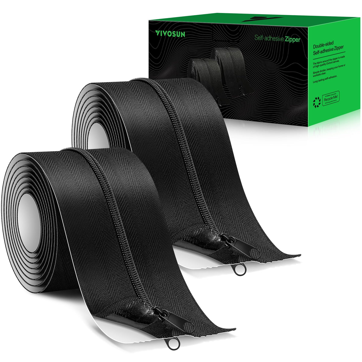 VIVOSUN self-adhesive zipper door 2-pack, closed, durable debris barrier access.
