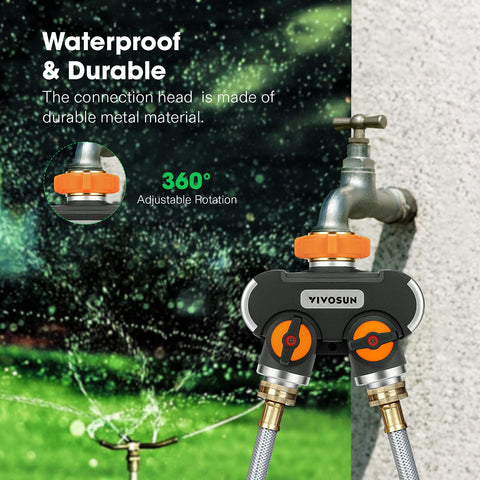 VIVOSUN 2-Way Splitter close-up highlights rubberized grip for comfortable operation.