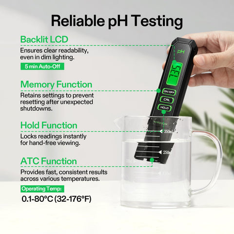 VIVOSUN 3-in-1 TDS/EC/temperature meter with clear backlit screen.