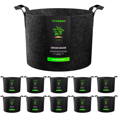 VIVOSUN 30-gallon grow bag close-up shows durable fabric for airflow